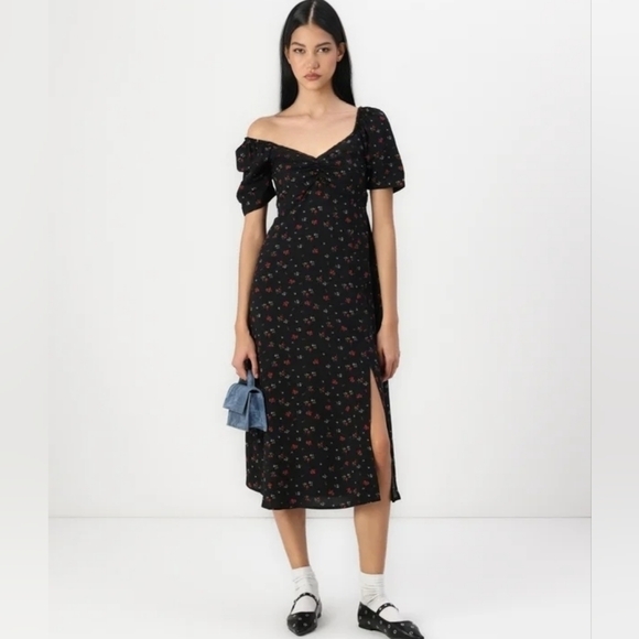 GAP Dresses & Skirts - Gap Puff Sleeve Sweetheart Midi Dress Sz.M